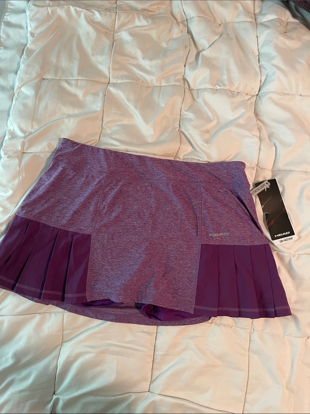 HEAD Two-Tone Purple Athletic Skirt with Pleated Panels